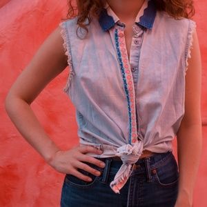 Sleeveless Button Down Top